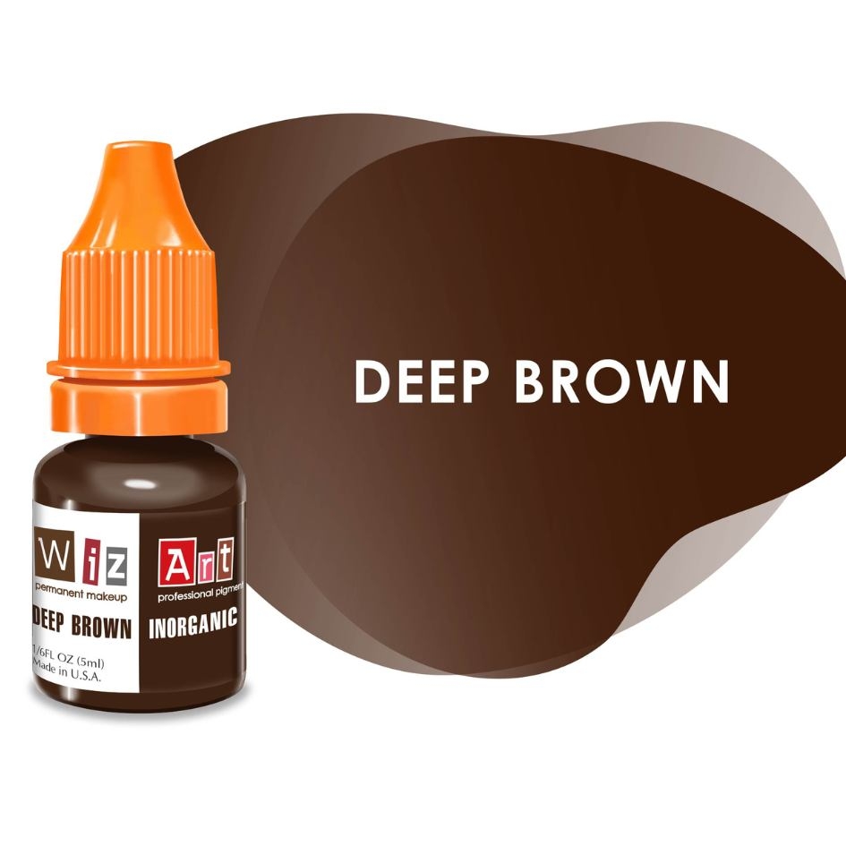 Пигмент WizArt Inorganic Deep Brown для перманентного макияжа бровей, 5мл , фото 1