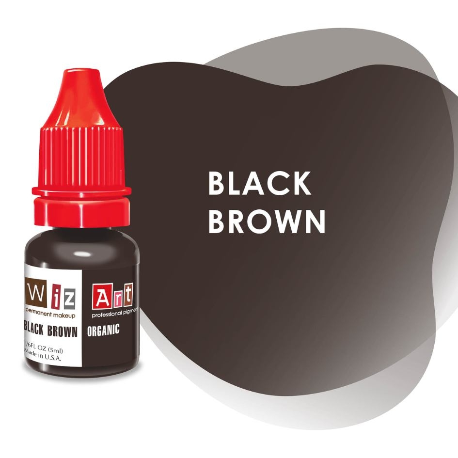 Пигмент WizArt Organic Black Brown для перманентного макияжа бровей, 5мл , фото 1