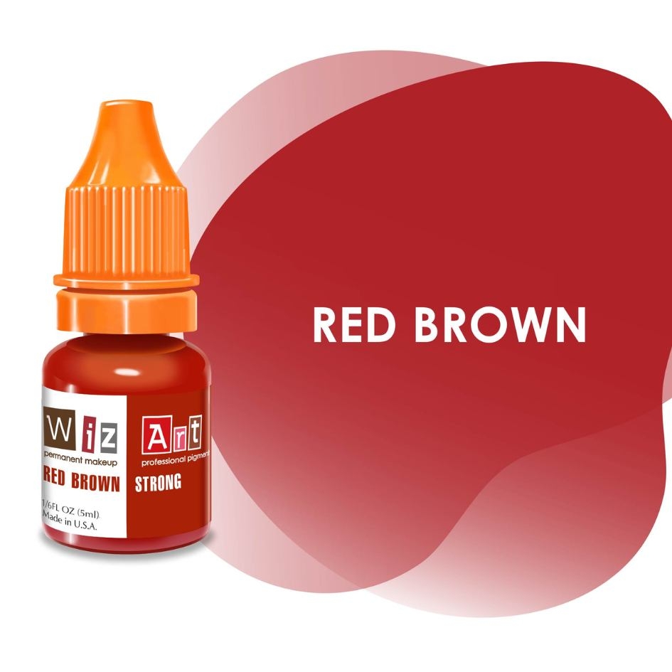 Пигмент WizArt Strong Red Brown для перманентного макияжа губ, 5мл , фото 1