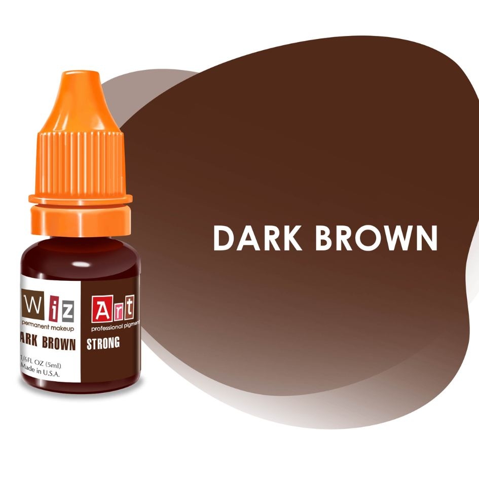 Пігмент WizArt Strong Dark Brown для перманентного макіяжу брів, 5мл , фото 1