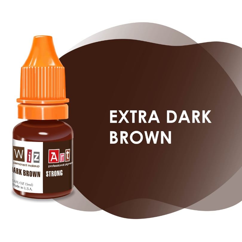 Пігмент WizArt Strong Extra Dark Brown для перманентного макіяжу брів, 5мл , фото 1