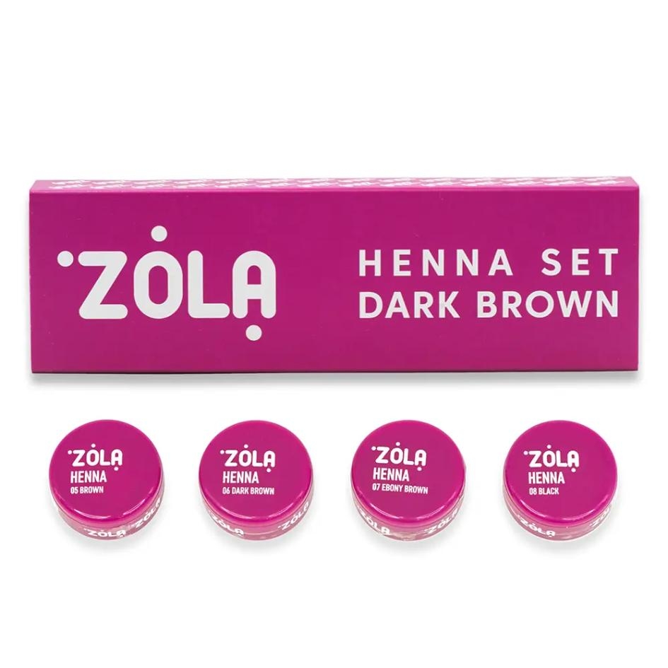 Набір хни Zola Henna Set 2,5г*4 шт, dark brown , фото 1