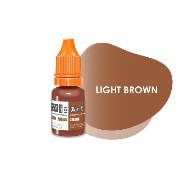 Пігмент WizArt Strong Light Brown для перманентного макіяжу брів, 10мл , фото 1