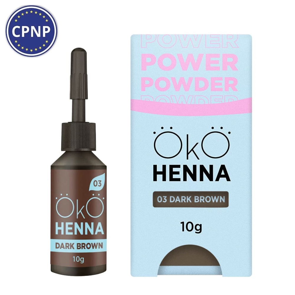 Хна для брів OKO Power Powder №03 10 г, dark brown , фото 1