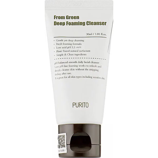 Пінка для глибокого очищення шкіри Purito From Green Deep Foaming Cleanser, 30 мл , фото 1