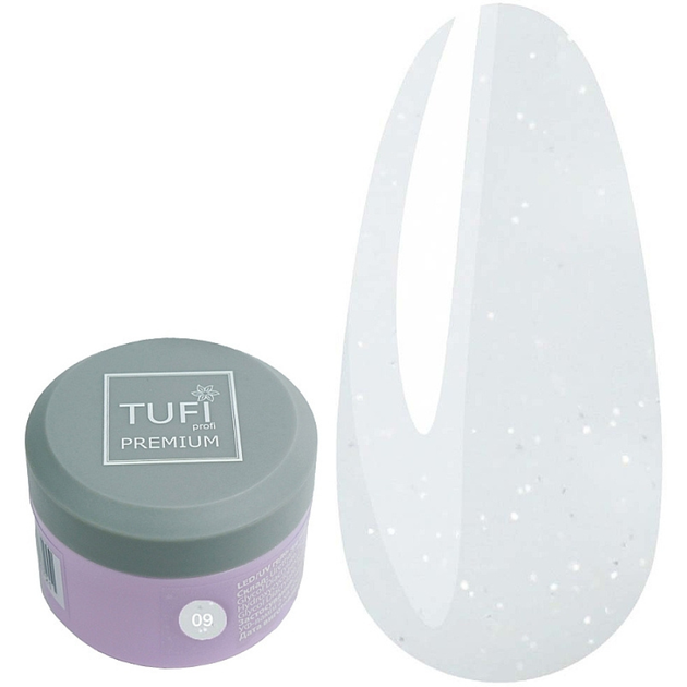 Гель моделирующий с шимером TUFI profi Premium №09 White Frost LED/UV, 15 г , фото 1