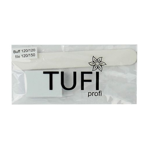 Набір одноразовий для манікюру TUFI profi Premium пилочка 120/150 і баф 120/120 білий , фото 1