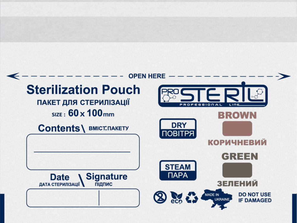 Пакети для стерилізації ProSteril 60*100 PK W, Білий Крафт (100шт/уп) , фото 1