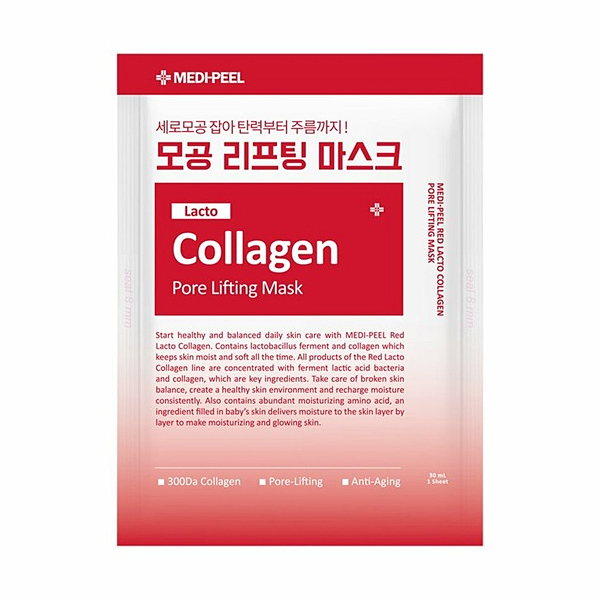 Маска-ліфтинг тканинна для звуження пор з колагеном Medi Peel Red Lacto Collagen Pore Lifting Mask, 1 шт , фото 1