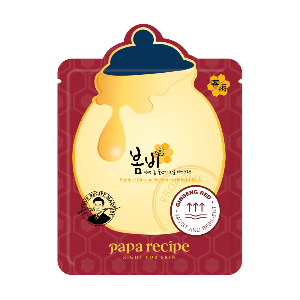 Маска тонізуюча з екстрактами червоного женьшеню та меду Papa Recipe Bombee Ginseng Red Honey Oil Mask , 20 г , фото 1