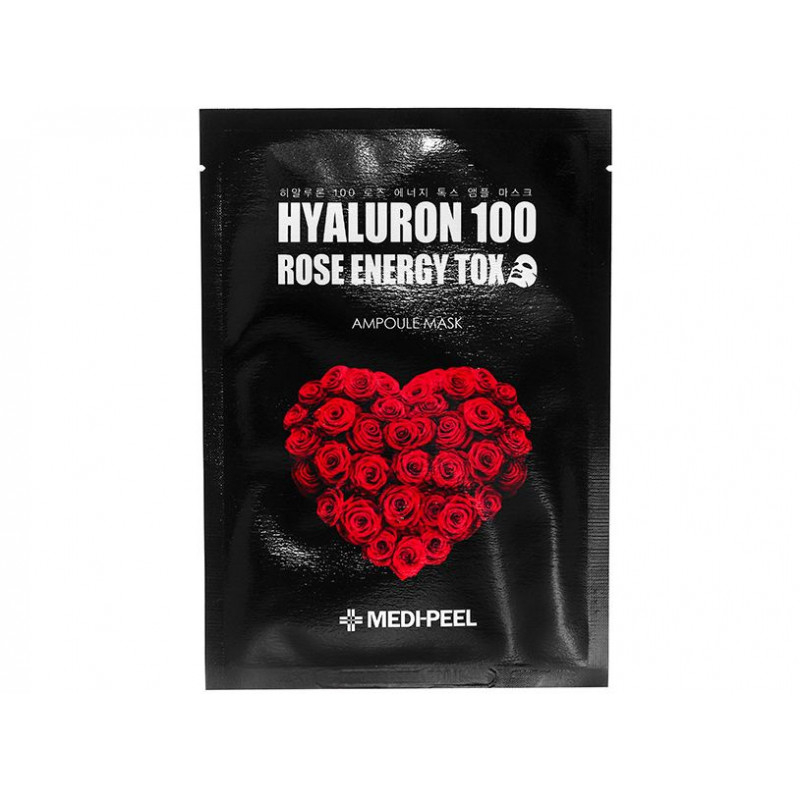 Маска тканинна для омолоджування шкіри з трояндою Medi Peel Hyaluron 100 Rose Energy Tox, 30 мл , фото 1