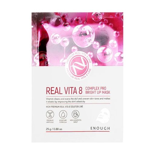 Маска тканевая для лица с витаминами Enough Real vita 8 complex pro bright up mask, 25 мл , фото 1