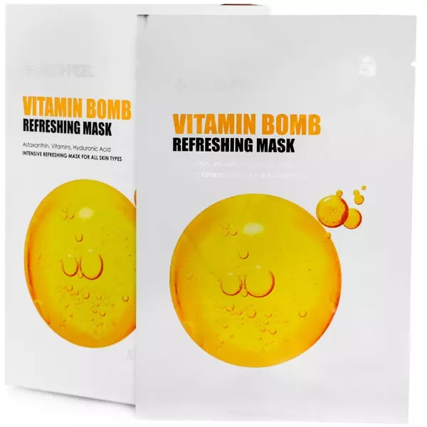 Маска тканинна для обличчя вітамінна з ніацинамідом Medi Peel Vitamin Bomb Refreshing Mask, 25 мл , фото 1