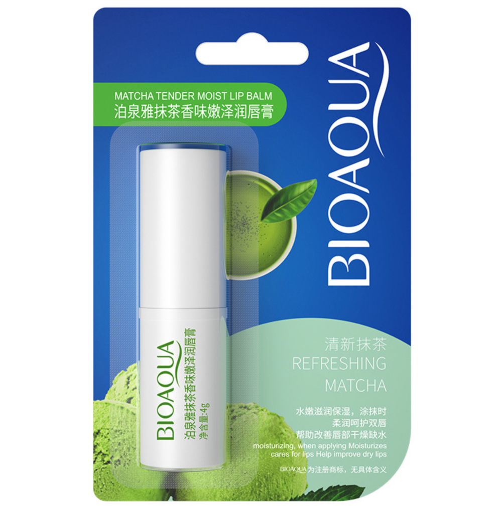 Бальзам для губ увлажняющий с экстрактом матча Bioaqua Refreshing Matcha, 4 г , фото 1