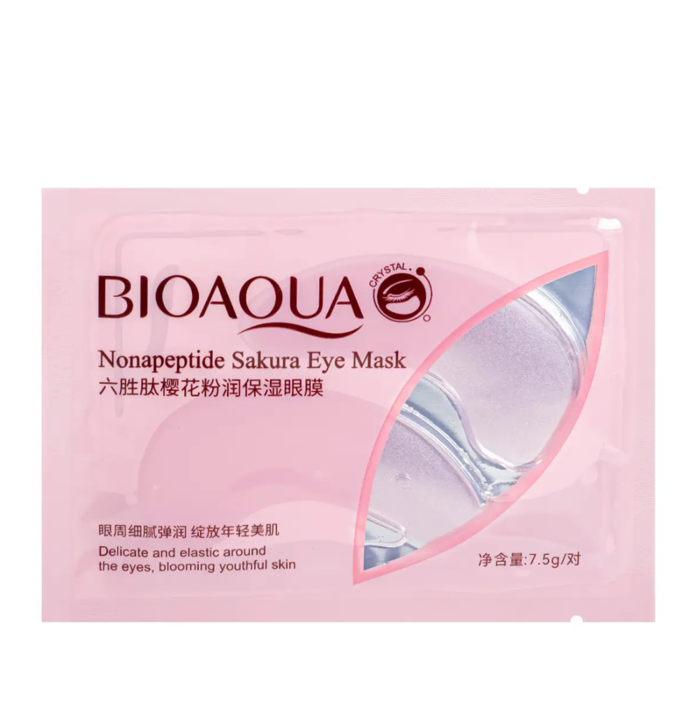 Патчи гидрогелевые для глаз с пептидами и лепестками сакуры Bioaqua Nonapeptide Sakura Eye Mask, 7.5 г , фото 1