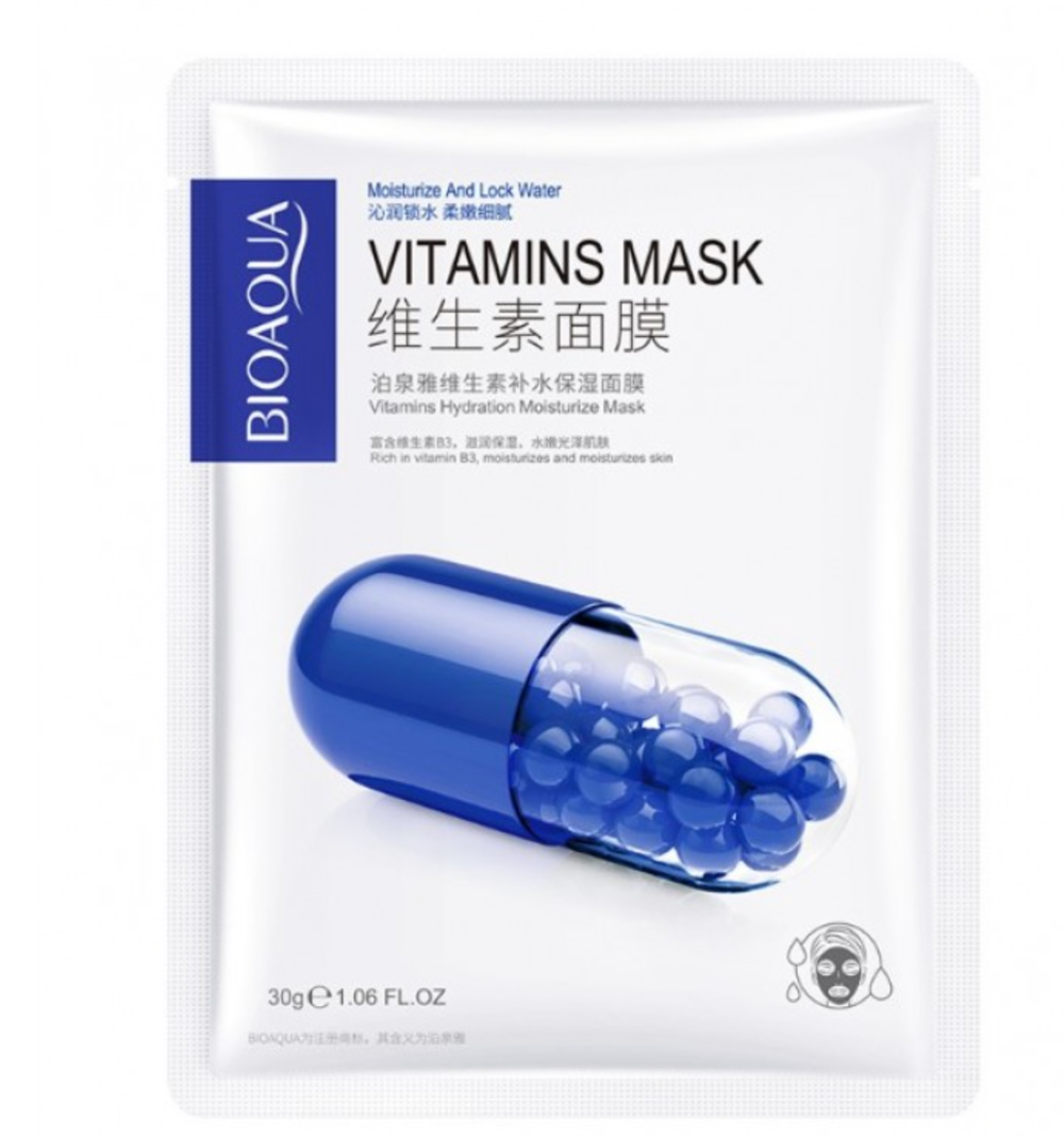 Маска для обличчя з вітаміном В3 Bioaqua Vitamins Hydration Moisturize Mask, 30 г , фото 1