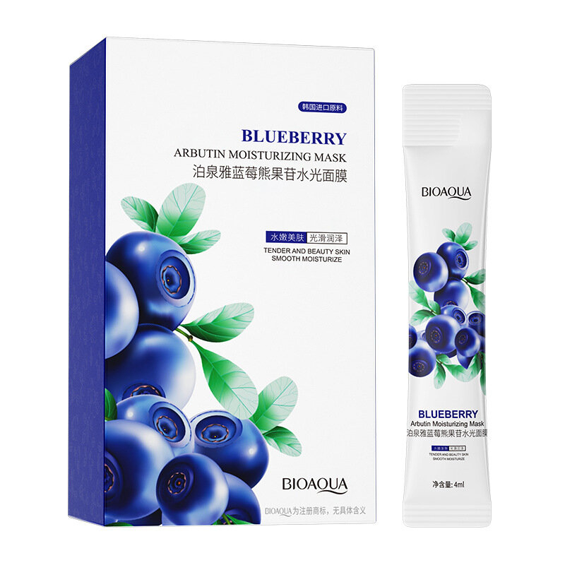 Маска для лица увлажняющая с экстрактом черники и арбутином Bioaqua Blueberry Arbutin Moisturizing Mask, 4 мл , фото 1