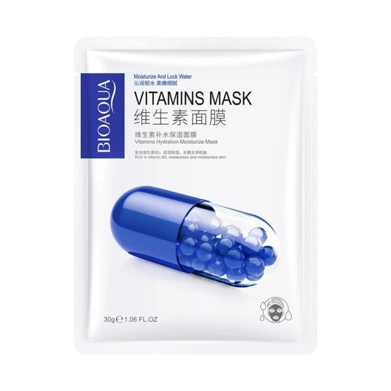 Маска для обличчя з вітамінами Bioaqua Vitamin Moisturizing Rejuvenation Mask, 30 г , фото 1