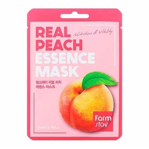 Маска тканевая освежающая с экстрактом персика для лица FarmStay Real Peach Essence Mask, 23 мл , фото 1