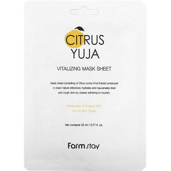 Маска тканинна для обличчя з екстрактом юдзу FarmStay Citrus Yuja Vitalizing Mask Sheet, 23 мл , фото 1