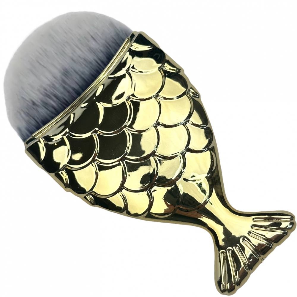 Щетка-рыбка для удаления пыли с ногтей, золотистая , фото 1
