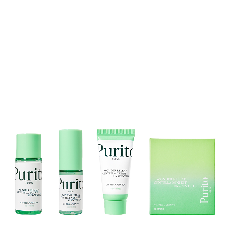 Набор миниатюр средств с центеллой без масел Purito Seoul Wonder Releaf Centella Mini Kit Unscented , фото 1