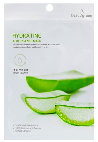 Маска тканинна BeauuGreen з екстрактом соку алое Hydrating Aloe Essence Mask, 23 г , фото 1