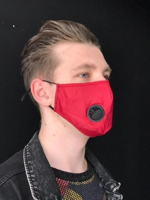 Багаторазова захисна маска із клапаном, змінний вкладиш  (1 шт), червона , фото 1