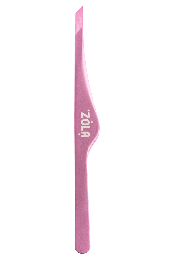 Пінцет професійний для брів Zola Light Pink, скошений , фото 1