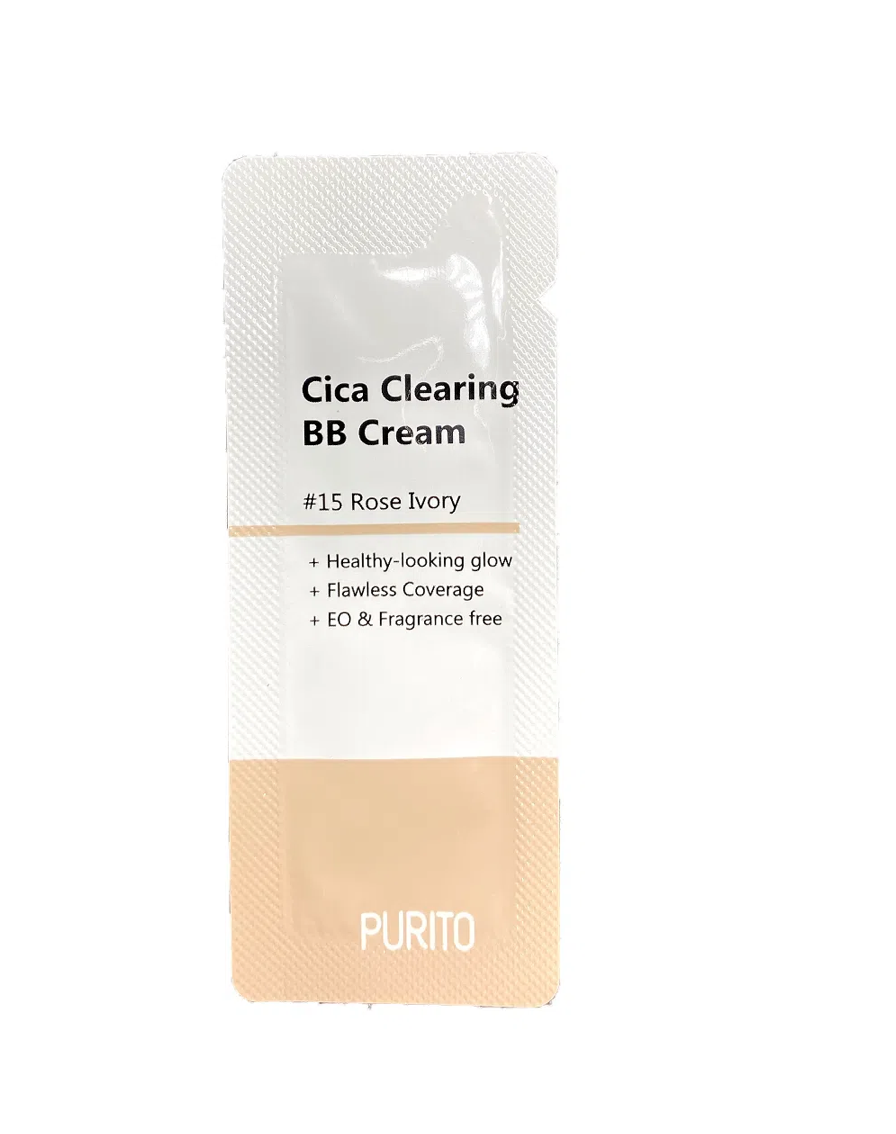 Крем-ВВ для чувствительной кожи с центелой Purito Cica Clearing BB Cream №15 слоновая кость (тестер), 1 мл , фото 1