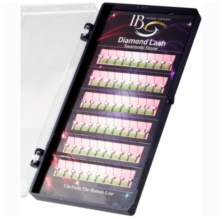 Вії i-Beauty Diamond Lash Swarovski Stone 6 ліній стрази білі, CC 0.1, 12 мм , фото 1