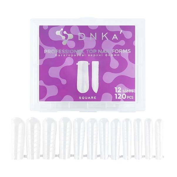 Форми для нарощування нігтів DNKa Reusable Upper Nail Forms Square (120 шт/уп), фото 1