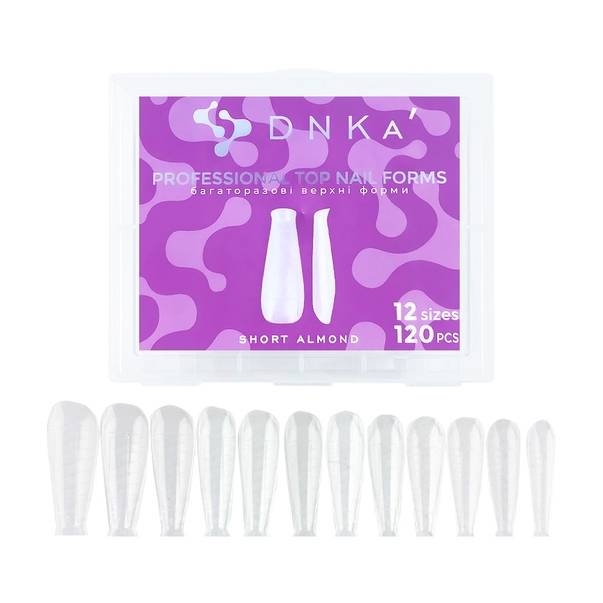 Форми для нарощування нігтів DNKa Reusable Upper Nail Forms Short Almond (120 шт/уп), фото 1