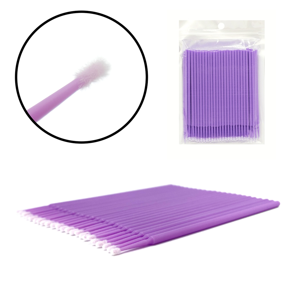 Мікробраші в пакеті головка маленька, світло-фіолетові (100шт) , фото 1