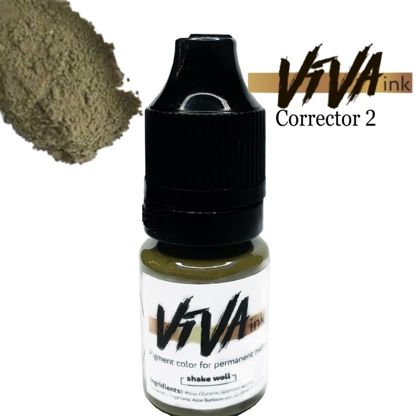 Пігмент Viva Corrector 2 Olive для перманентного макіяжу, 6мл , фото 1
