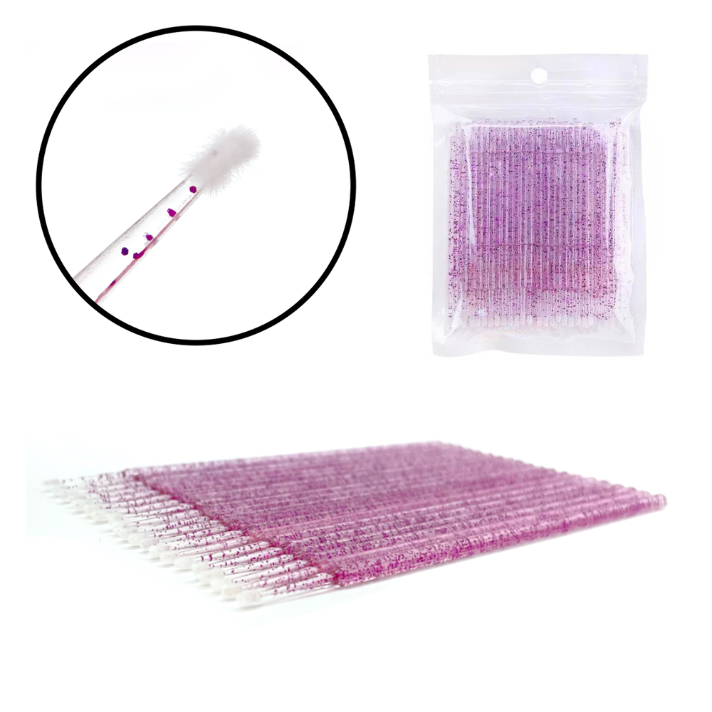 Мікробраші глітерні (100 шт/уп), фіолетові , фото 1