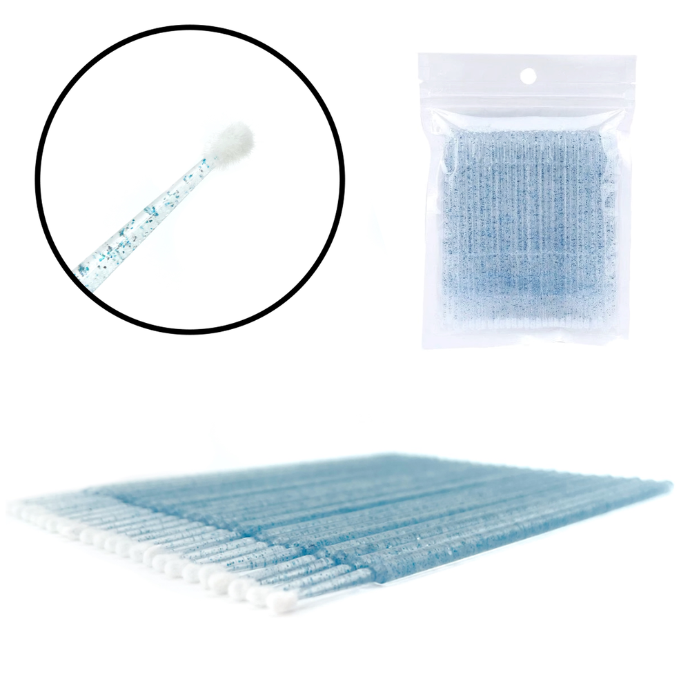 Мікробраші глітерні (100 шт/уп), блакитні , фото 1