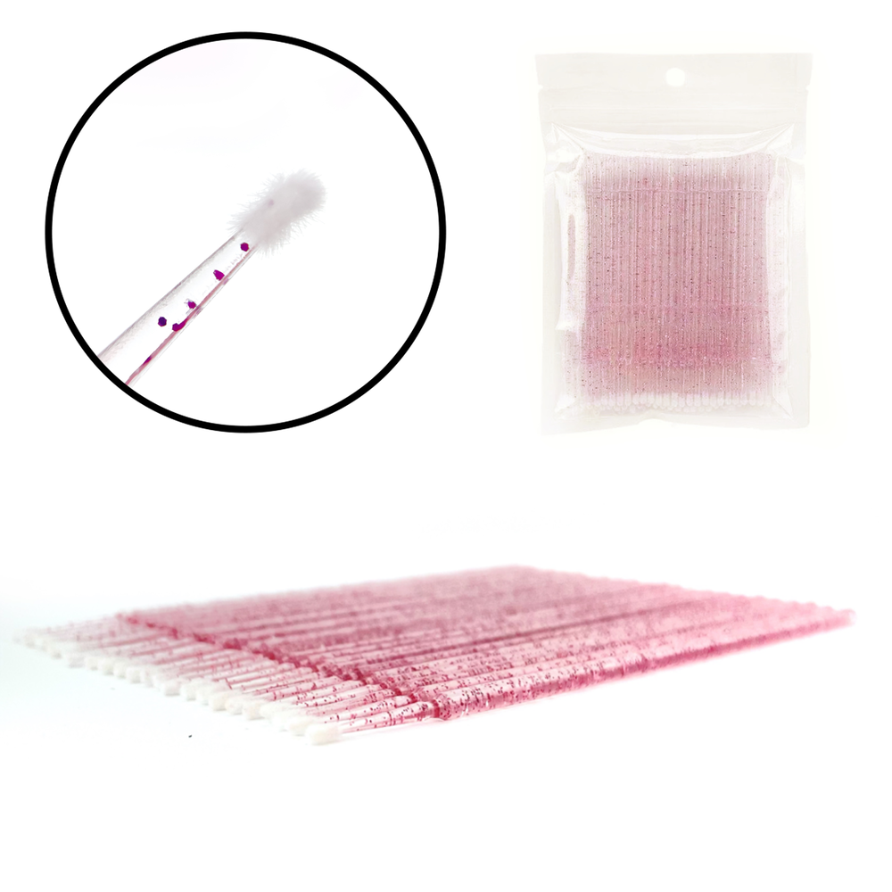Мікробраші глітерні (100 шт/уп), рожеві , фото 1