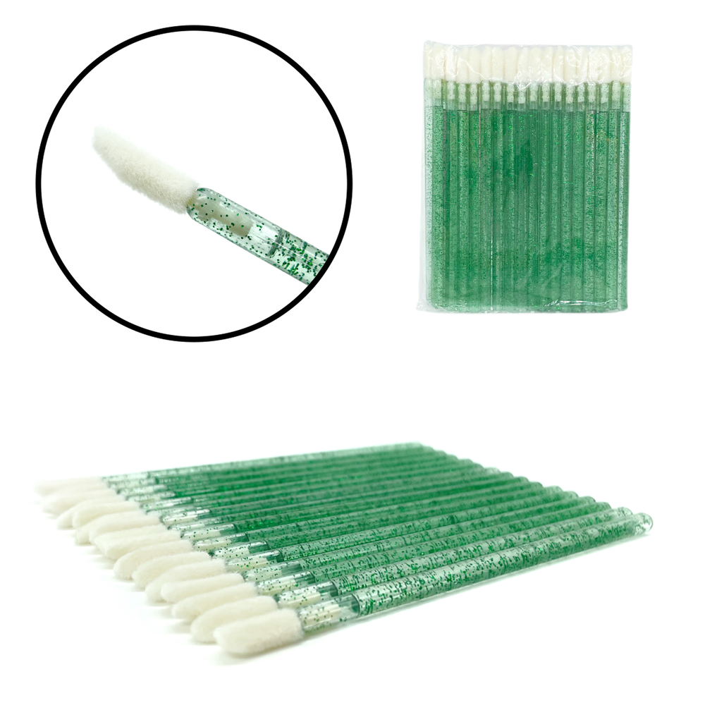 Макробраші глітерні в пакеті, зелені (50шт/уп) , фото 1