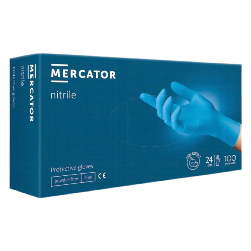 Перчатки нитриловые Mercator Nitrile неопудренные S (100 шт/пач), голубые , фото 1