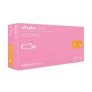 Перчатки нитриловые Mercator Nitrylex Pink неопудренные XS (100 шт/пач), розовые, фото 1