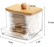 Органайзер прямокутний для ватних паличок, бамбукова кришка, фото 2
