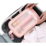 Косметичка водонепроникна дорожня Washbag 26х9х16 см, рожева, фото 5