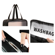 Косметичка водонепроникна дорожня Washbag 31х12х22 см, чорна, фото 2