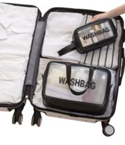 Косметичка водонепроникна дорожня Washbag 31х12х22 см, чорна, фото 4