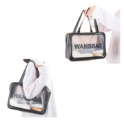 Косметичка водонепроницаемая дорожная Washbag 31х12х22 см, черная, фото 3