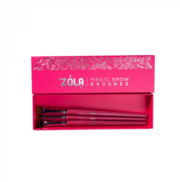 Набір пензлів для брів і вій професійний Zola Magic Brow Brushes, малиновий, фото 2