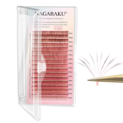 Ресницы Nagaraku омбре easy fan красные Mix D 0.07 9-14 мм, фото 1
