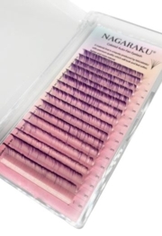Ресницы Nagaraku омбре easy fan фиолетовые Mix D 0.07 9-14 мм, фото 3