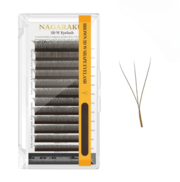 Вії Nagaraku 3D W-форма темно-коричневі Mix C 0.07 8-12 мм, фото 1